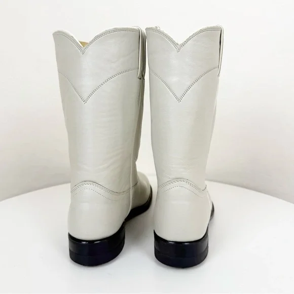 Vintage Justin Pearl White Roper Cowboy Boots Made in USA - Picture 6 of 9